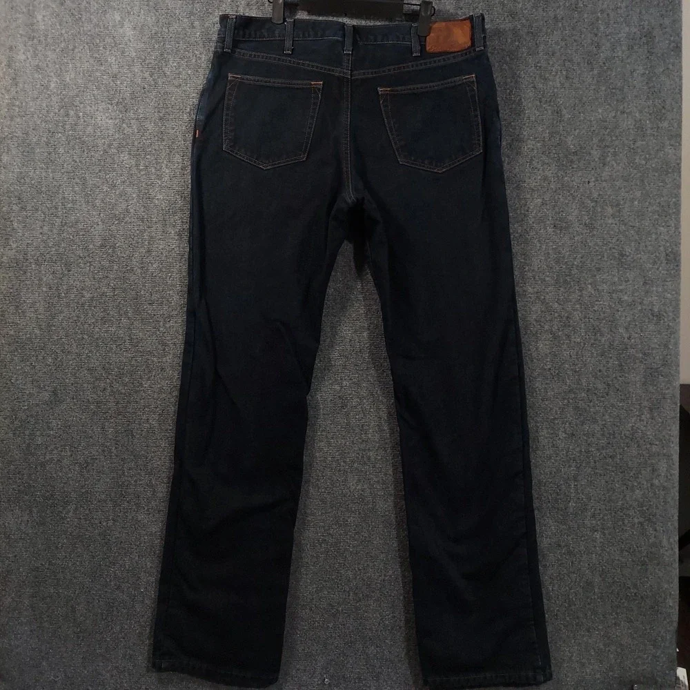 Eddie Bauer Relaxed Fit Jeans Mens 38x36 Blue Dark Flannel Lined Denim Pants
